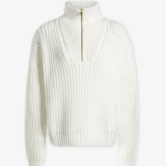New Varley Natalia Half-Zip Long Sleeve Oversized White Pullover Sweater NWT Med - Picture 10 of 17